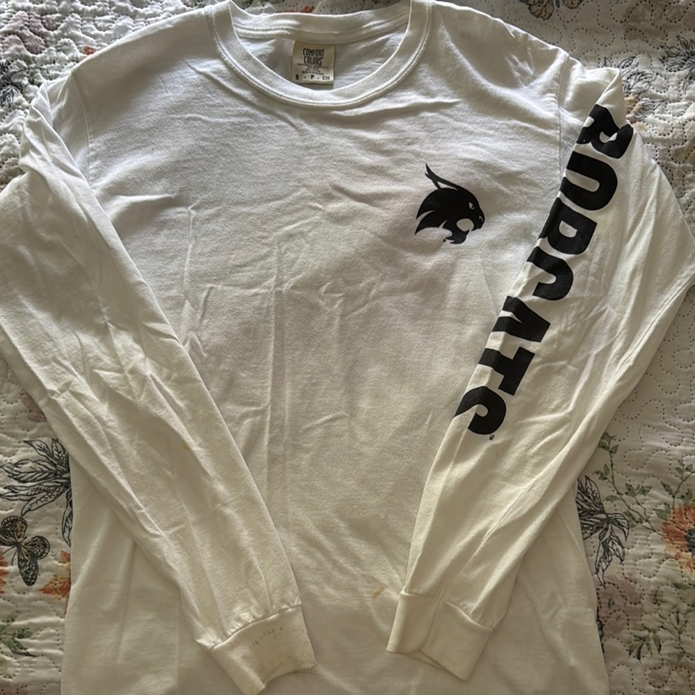 White Long Sleeve Bobcats Shirt- Texas State